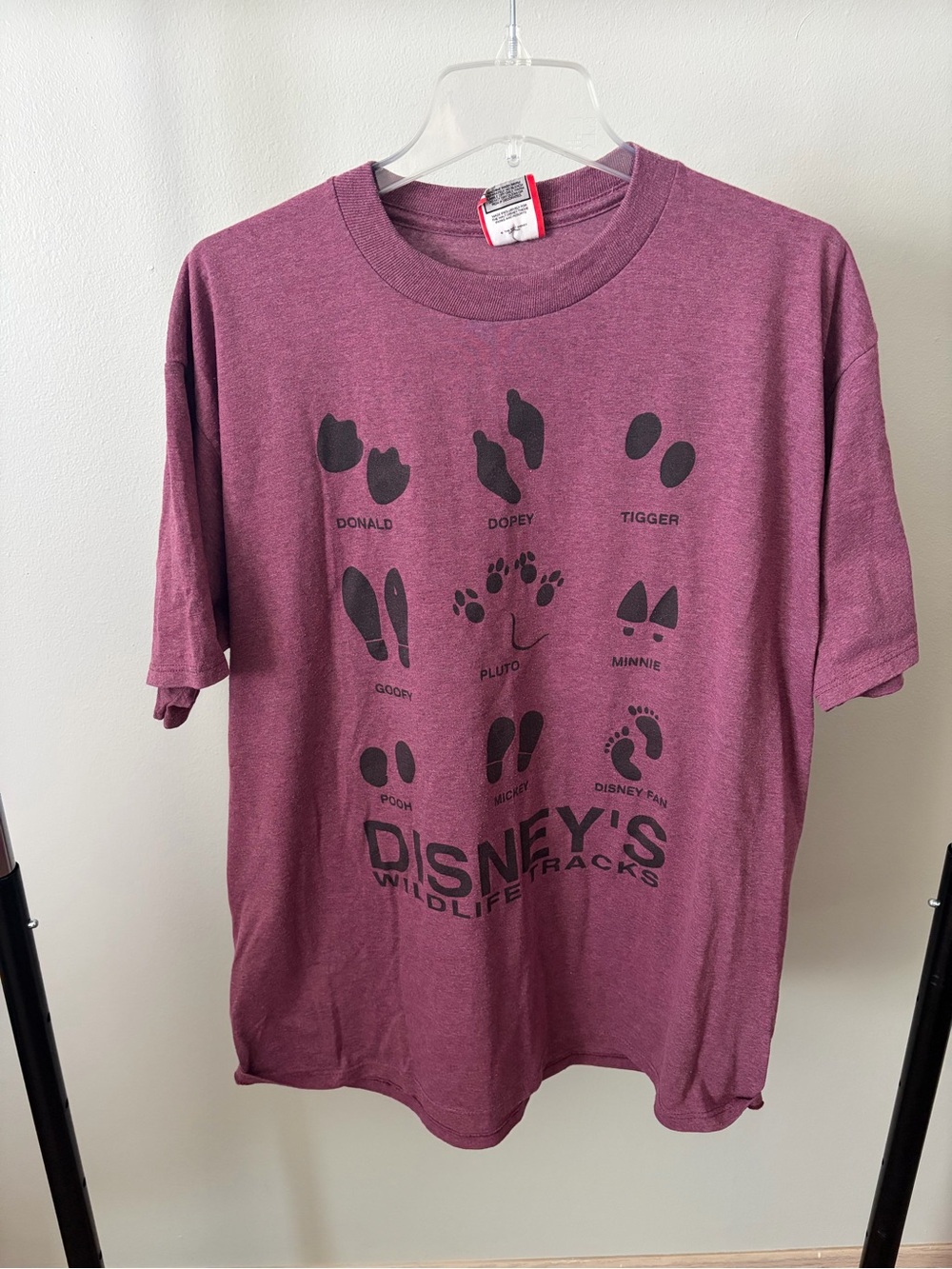 Disney Plum Short Sleeve Tee with Black Character Footprints